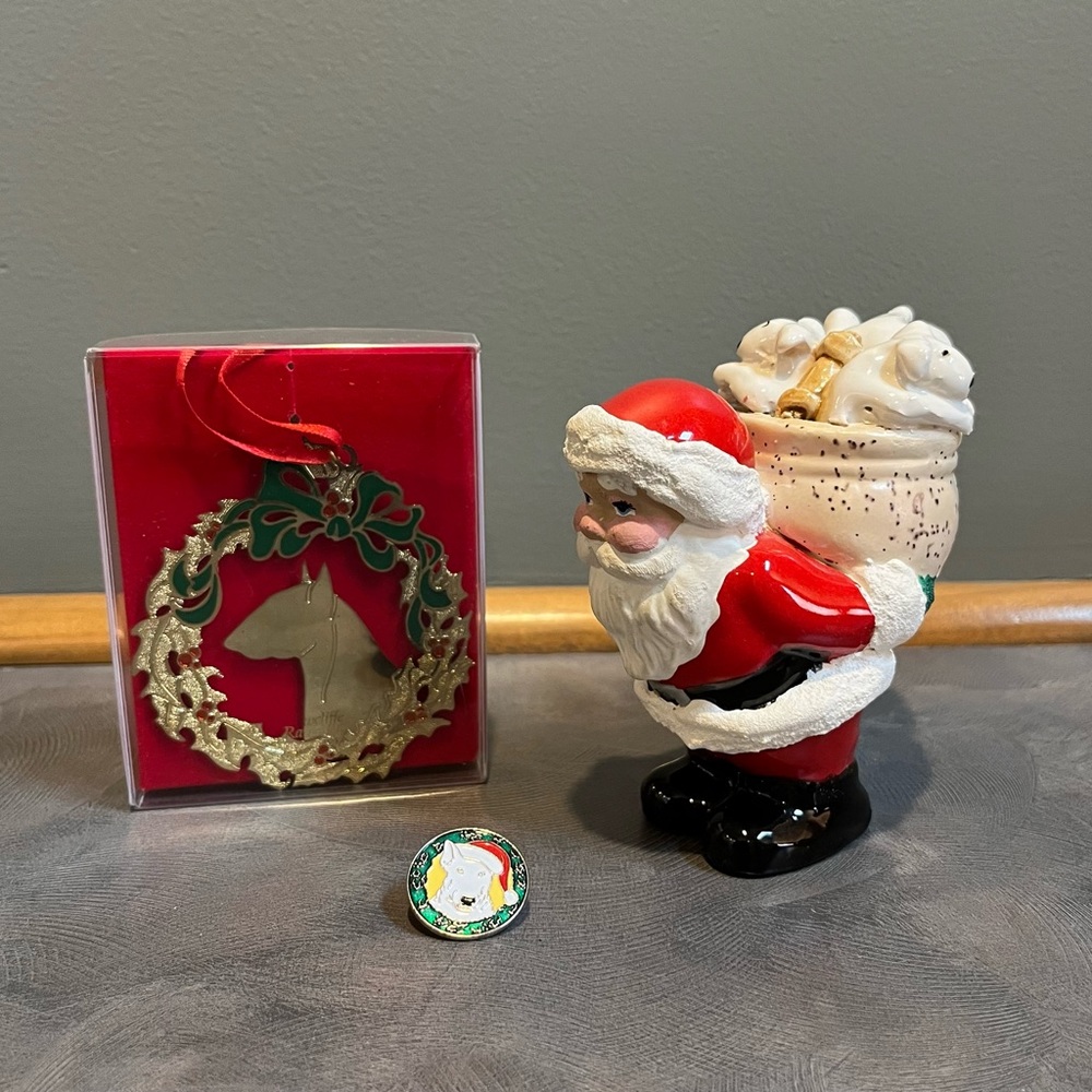 Set of Bull Terrier Christmas Items